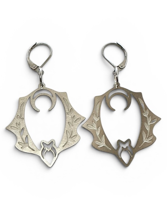 Hand Crafted Jewelry - 🆕 Bats Under the Moon Laser Etched Dangle Earrings
